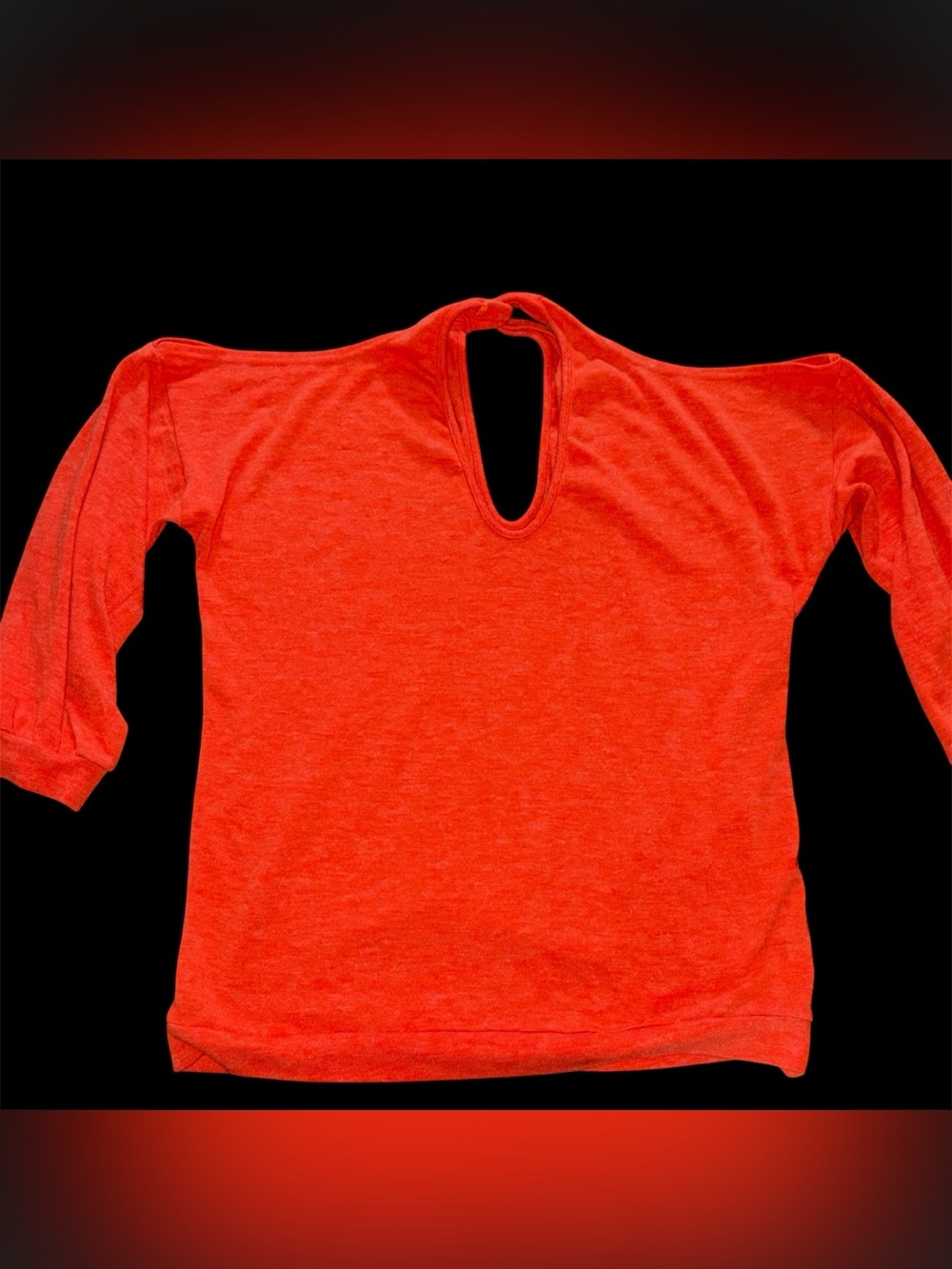 Source Unknown Bright Orange Women's Keyhole Neck Top